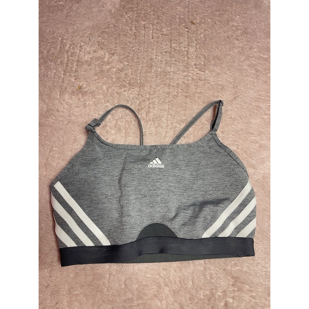 adidas Women's Aeroreact 3-Stripes Low-Impact Sports Bra grey Size S